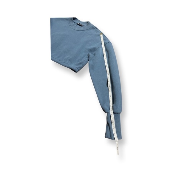 ZARA crop top sweater blue size small cinch feature - Picture 6 of 12